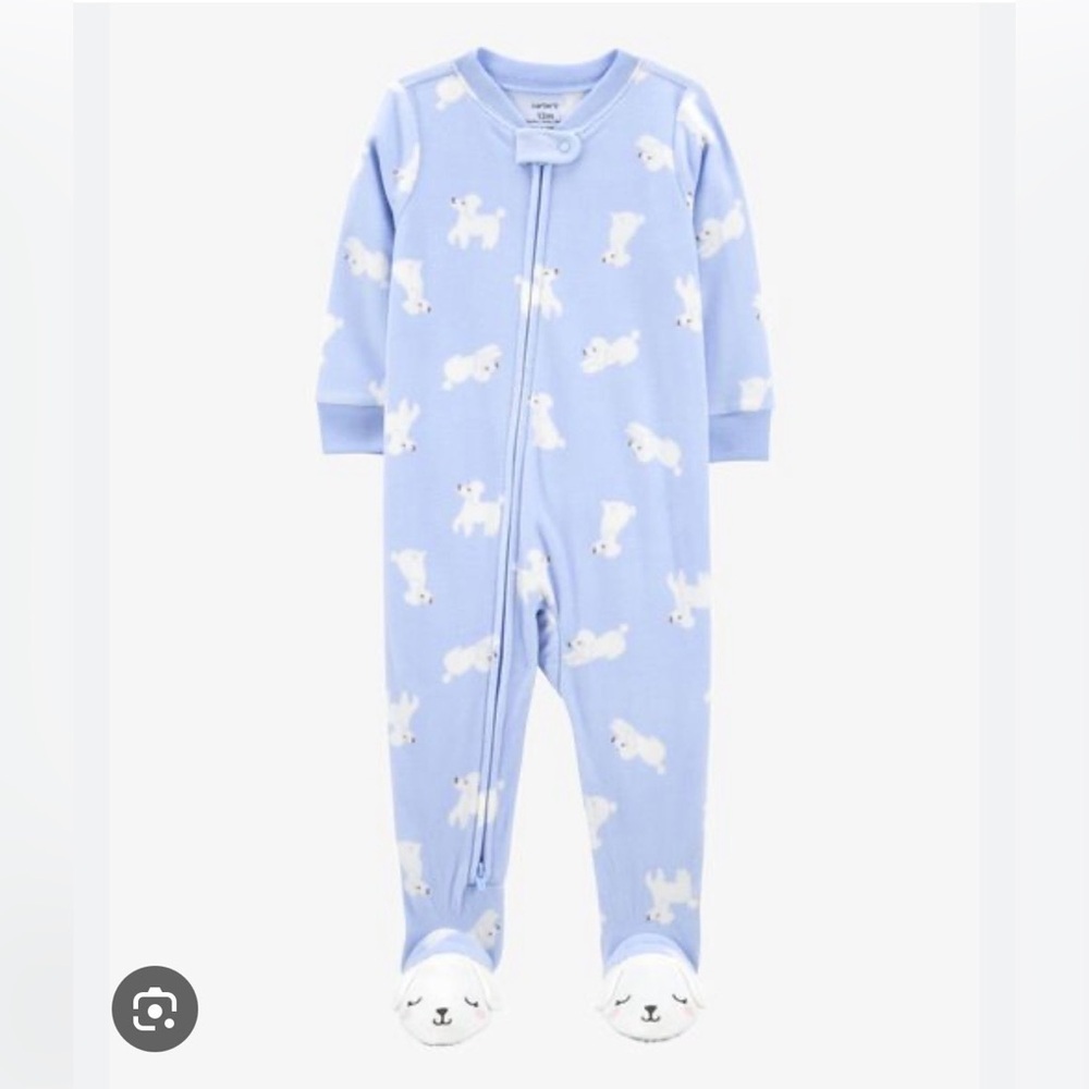 Baby boy 12M blue dog footie pjs zipper